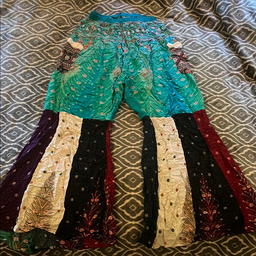 Bohemian Multicolor Patchwork Pants - image 1